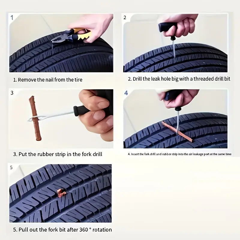 Auto Set za Popravku Guma – Hitna Popravka na Putu (5 Zakrpa)