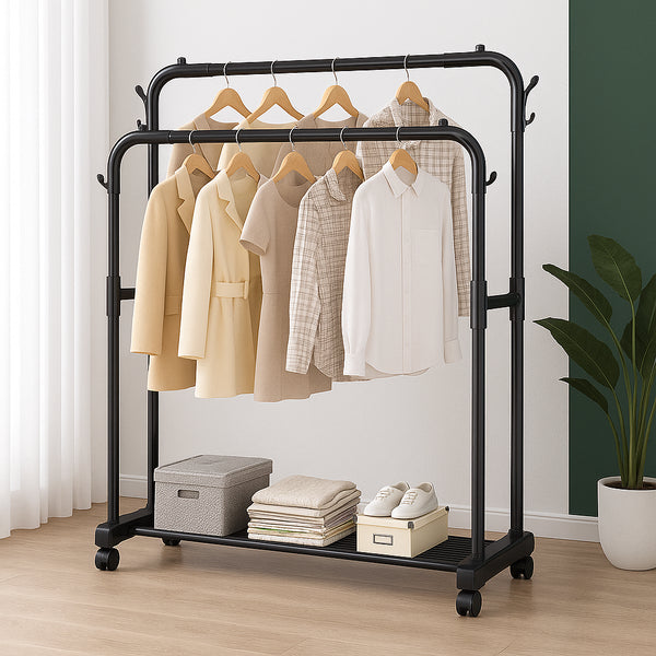 Dvostruki Metalni Stalak za Odeću na Točkićima