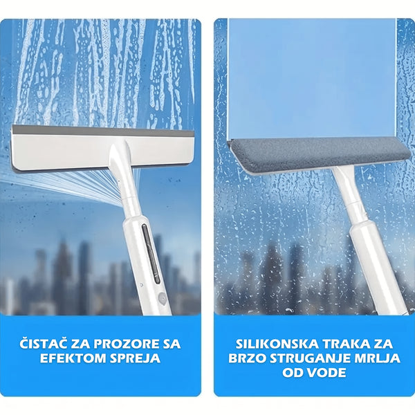 2u1 Čistač za Prozore sa Sprejom + 2 mikrofiber krpe